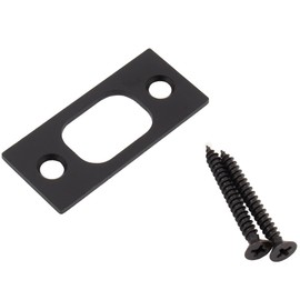 Stone Harbor Hardware Square Corner Deadbolt Strike Plate, 1" x 2-1/4", 1-5/8" Center-to-Center, Matte Black