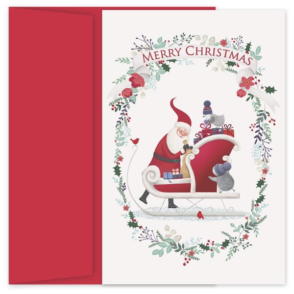 Masterpiece Studios Holiday Collection 18-Count Petite Boxed Christmas Cards with Envelopes, 4" x 6", Cute Santa (912800A)