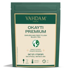VAHDAM, Okayti Premium Darjeeling First Flush Black Tea 2025 (3.53oz/100g) Exclusive Hand Picked Black Loose-Leaf Tea | Fresh Harvest | Brews 50+ Cups