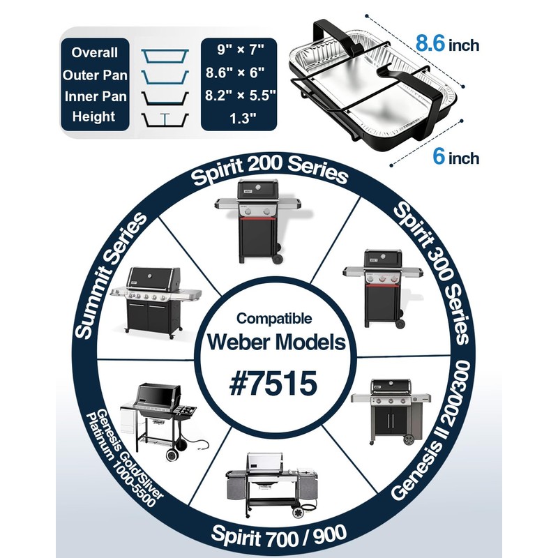 7515 Drip Pan Holder & 20 Liners for Weber Spirit