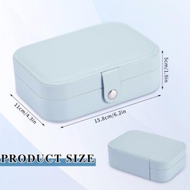 Guyode Jewellery Box, Leather Jewellery Storage, Jewellery Box, 16 x 11 x 5 cm, Portable Jewellery Box, Travel Jewellery Box, for Storing Earrings, Rings, Necklaces and Bracelets (Blue)