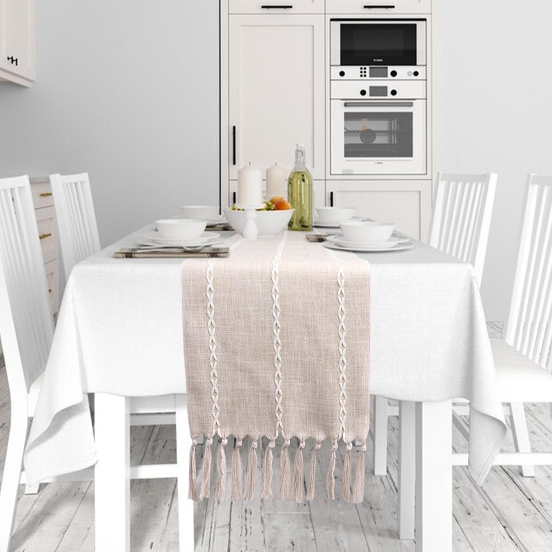 Cotton Linen Table Runner, Table Runner Rustic Style Table Runner