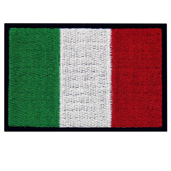 Italy Flag Embroidered Patch with Hook and Loop Bands