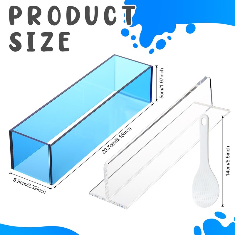 Baderke 2 Sets Acrylic Sushi Making Kit Large Musubi Mold