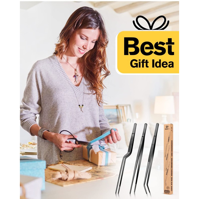 Fine Cooking Tweezers Set, Professional Stainless Steel Food Tongs, Kitchen