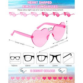 Photect 12 Pair Heart Sunglasses Colorful Heart Glasses Heart Sunglasses Party Favor(Pink, Rose Red)