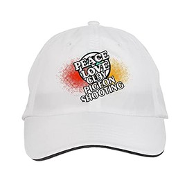 Makoroni - Peace Love Clay Pigeon Shooting Hat Adjustable Cap, DesC99 White