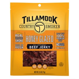 Tillamook Country Smoker Real Hardwood Smoked Beef Jerky, Honey Glazed, 2.5 Ounce