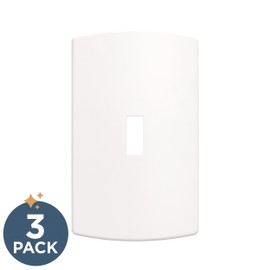 Franklin Brass Soft Modern (3-Pack) Decorative Light Switch Cover Wall Plates Pure White 1-Gang Concealed Mount Screwless Wall Plate Switch/Toggle Plate Guards Electrical Outlet Covers W42465K-PW-CP