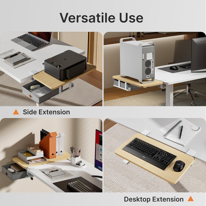 PEGZONE Desk Extender Tray, 24" x 14.4" Clamp On Desk