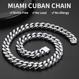 ChainsHouse 316L Stainless Steel Miami Cuban Link Chain 14mm 24inch Heavy Curb Chain Necklace Hip Hop Jewelry Gift for Men Women