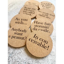 Set of Eight Princess Bride Quote Cork Coasters
