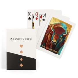 Lantern Press Golden, Colorado, Vivid, Bison (52 Playing Cards, Poker Size Card Deck with Jokers)