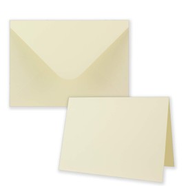 NEUSER PAPIER 20x folding card set including envelopes larger than DIN B6 - oversize - blank invitation cards in cream with structural embossing - folding cards with embossed pattern