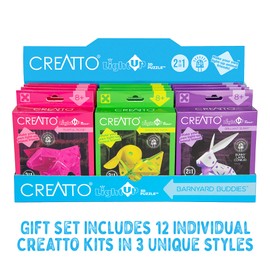 Creatto Barnyard Buddies – Brilliant Bunny, Dazzling Ducky, Playful Piggie Light-Up 3D Puzzle Kits | 12-piece Gift Set | Party Favors, Stocking Stuffers, Easter Baskets | DIY Activity w/ LED Lights