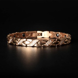 Germanium Bracelet, Women's, Bracelet, Titanium, Hematite, Pink Gold, Women's Bracelet, Birthday, Gift, Female Magnetic Health, Accessory, Titanium Stone