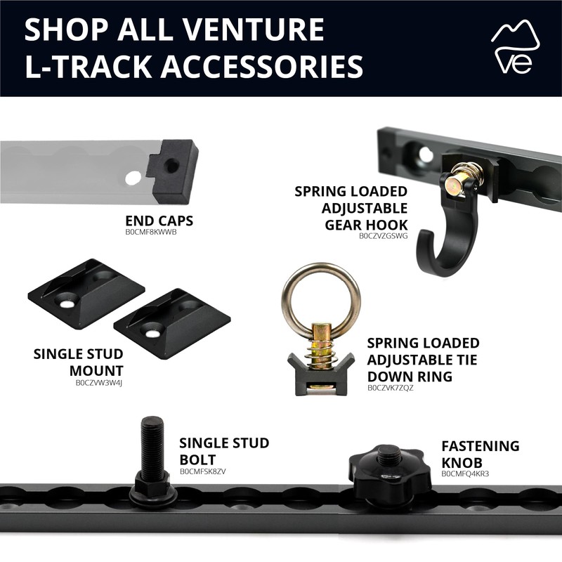 VanEssential Venture L-Track Single Stud Mount Gray - 2 Pack