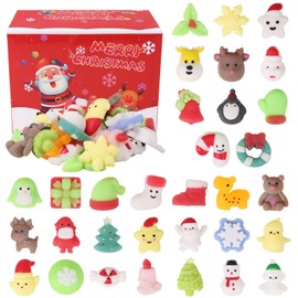32pcs Christmas Mochi Squishy Toys,Slow Rising Soft Squishies Toy,Stress Relief Toys,Party Favors Bulk for Kids,Squishy Goodie Bag Gifts,Christmas Treat Bag Classroom Prizes for Kids