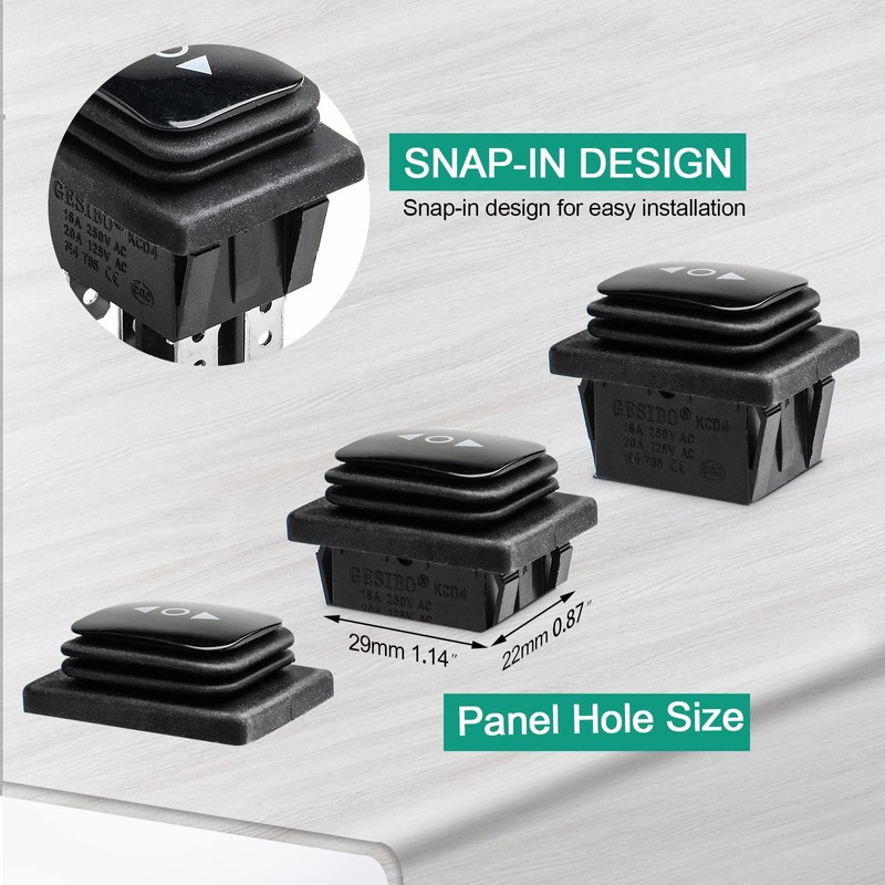 QTEATAK DC 12V 10A 6 Pin 3 Position (ON)-Off-(ON) AC