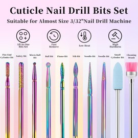 Newellsail Nagelfräser Aufsätze Bits Set Professioneller Nagelbohrer Bits Metall Nagelhaut Fräser Bits für Entfernen Gel Acryl, Maniküre, Pediküre 10 Stück
