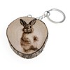 Generico Keyring Made of Natural Wood with Rabbit Farm Animal,
