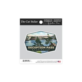 Die Cut Sticker Whidbey Island, Washington, Deception Pass Bridge, Contour Vinyl Sticker 1 to 3 inches (Waterproof Decal for Cars, Water Bottles, Laptops, Coolers), Small