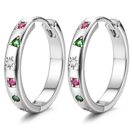 YADOCA 925 Sterling Silver Hoops Earrings for Women Girls Lightweight Silver Earrings for Women Hypoallergenic Hoop Huggie Earring, CZ