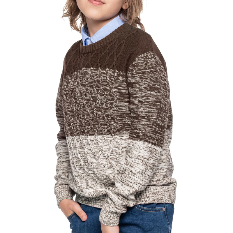 BOBOYOYO Boys Sweaters 100% Cotton Cable Knit Stripe Sweater Kids
