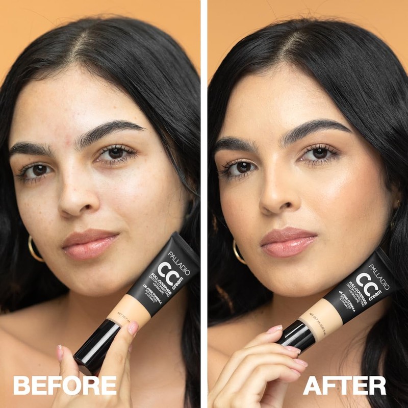 Palladio Full-Coverage Colour Correction CC Cream, Oil-Free with Peptides &