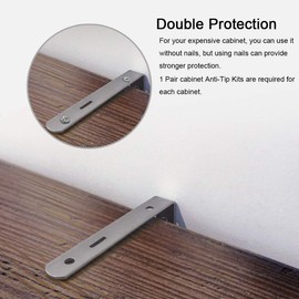 Furniture Anchors, TUPSKY Cabinet Straps Anti Tip Furniture Kits Falling Furniture Steel Prevention Device (2 Pack)