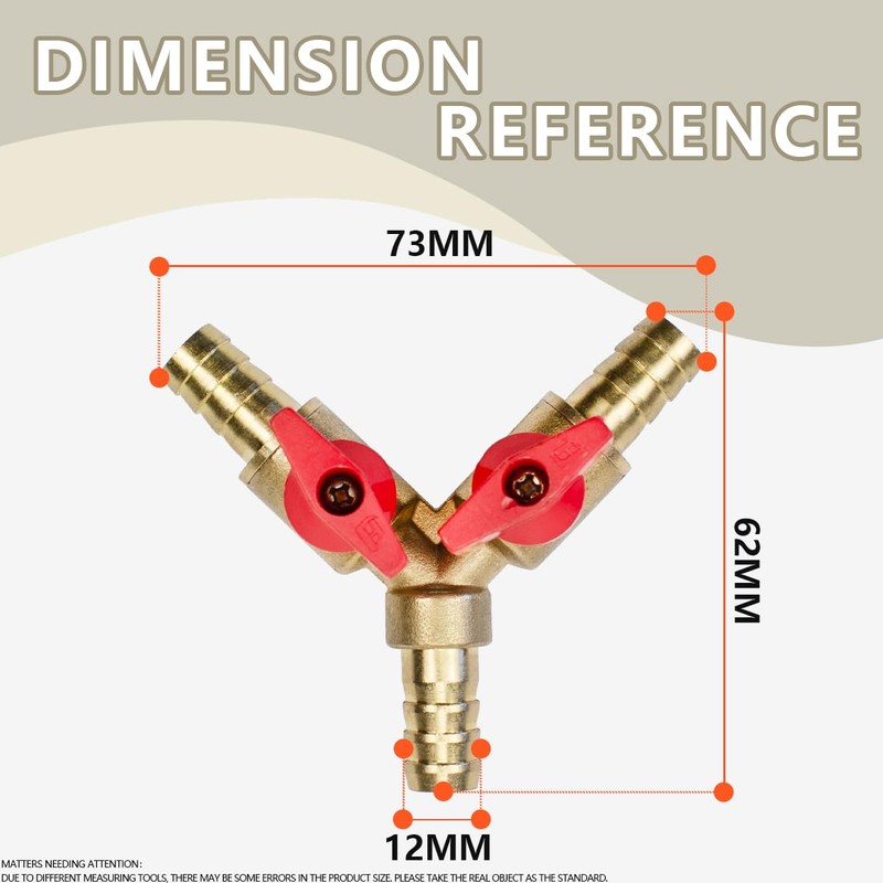 Bwintech 2 Pcs 12mm 3 Way Brass Hose Barb Ball