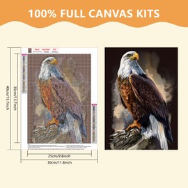 SENQAO Eagle Diamond Painting Kits for Adults, American Bald Eagle Full Drill Round Diamond Painting, for Room Decor Bedroom Decor Or Birthday for Friends 30x40cm