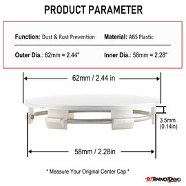 RhinoTuning Set of 4 wheel hub caps for hub covers, OD 62 mm, ID 58 mm, silver wheel hub cover, suitable for 15 inch and 16 inch TE37 A5 wheel, C-62 rim cap