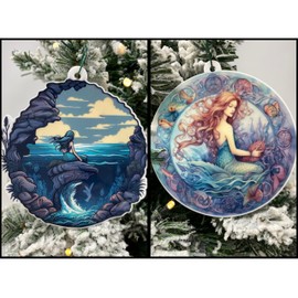 Mermaid Christmas Ornament 2 Piece Set