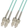 2 Meter OM3 10 Gigabit Multimode Duplex Fiber Optic Cable (50/125) - SC to SC - Aqua