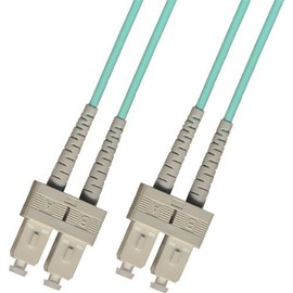 2 Meter OM3 10 Gigabit Multimode Duplex Fiber Optic Cable (50/125) - SC to SC - Aqua