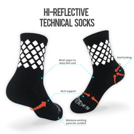 High Reflective Cycling and Running Socks - Night Safety (M, Black) Thick-Winter Use