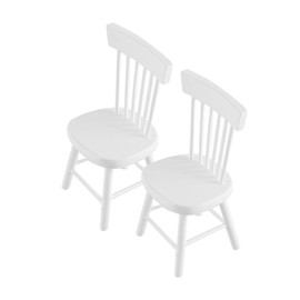 FONGKNOX Dollhouse Miniature Dining Table Chair 5 Pcs Miniature Furniture Model Wooden Dollhouse Dining Room Set Mini Furniture Accessories for Dollhouse Decor 1/12 Scale White