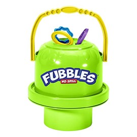 Fubbles Bubbles No-Spill Big Bubble Bucket in Green | Bubbles for Toddlers and Kids of All Ages | Includes Fubbles Bubbles Bucket and 3 Bubble Wands, Made in The USA