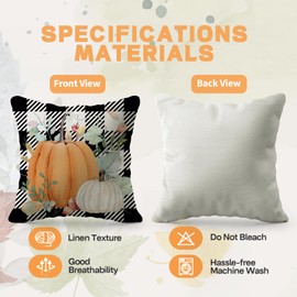 Dotegu Fall Pillow Covers 18x18 Set of 4 for Autumn Decoration Fall Decor Pumpkin Maple Leaf Thanksgiving Pillows Decorative