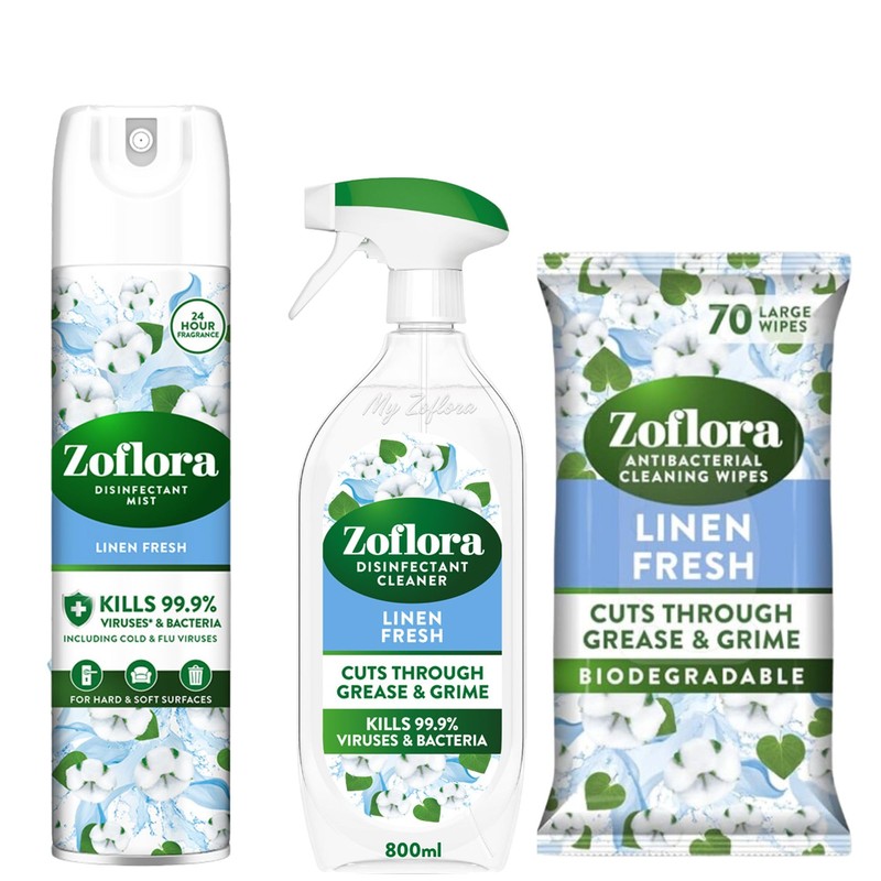 Zoflora Linen Fresh Antibacterial Biodegradable Wipes, 1 x 96 Wipes,