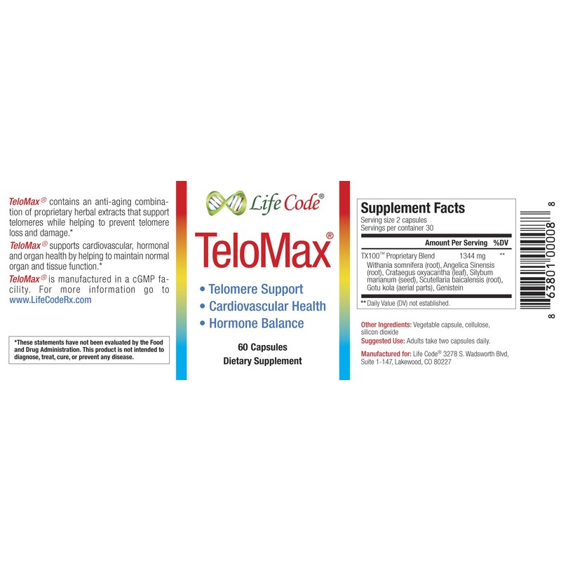 Life Code TeloMax - Telomere Supplement Promotes Healthy Cellular Function