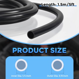 Rebower Silicone Tubing,1/4" ID x 3/8" OD Pure Silicon Tube High Temp Silicone Hose [for Home Brewing,Pump Transfer,Aquaponics]-5 ft Length/Black