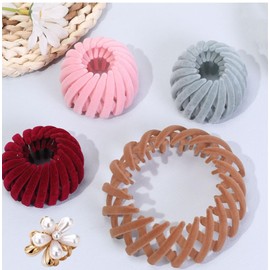 Naisfei Bird Nest Magic Hair Clip, 6 Packs Expandable Bun Maker Accessories for Women, Ponytail Holder Clip for Thin Thick Fine Curly Hair, Scrunchies
