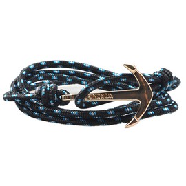 SWEETIE 8 Unisex Men's Women's Gold Anchor Nautical Rope Wrap Bracelet - Black Starry