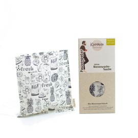 Kumanu Organic Beeswax Cloth - Snack Bag Pausenpeter | Beeswax Bag W 20 x H 22 cm | Plastic-Free on the Go and Keep Fresh at Home | Handmade in Tyrol (Fresh)