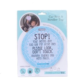 Three Little Tots Two Pack - No Kissing and Blue Mommy No Touching Baby Car Seat and Stroller Signs - CPSIA Safety Tested