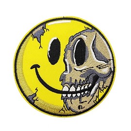 Smile Face Skull Embroidered Iron on Patch