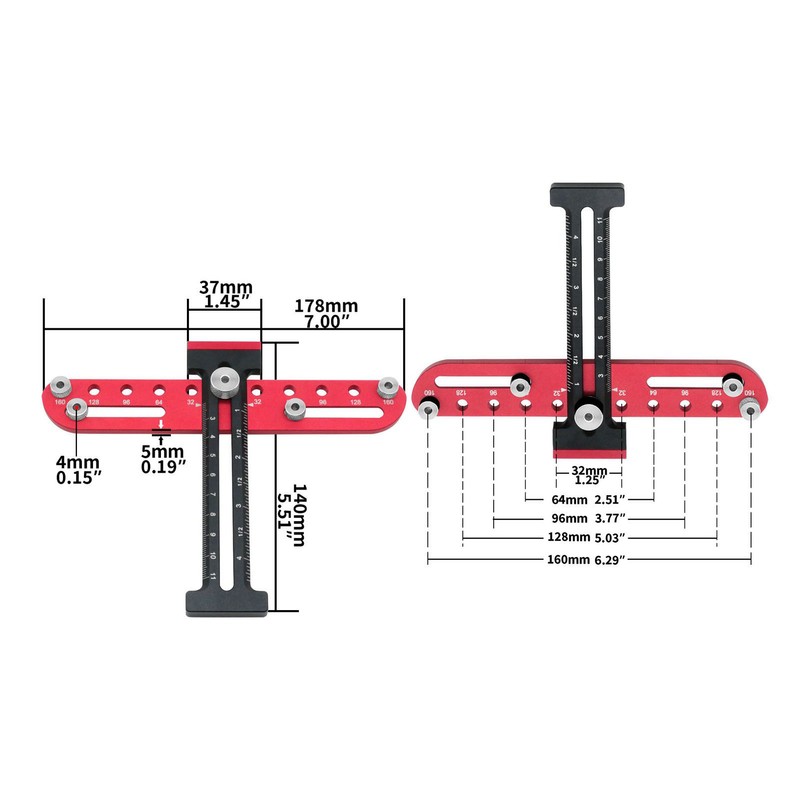 Handle Hole Drill Guide 4mm Cabinet Handle Jig Aluminum Alloy