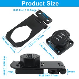 HARSKIYER Mechanical Password Rotary Hasp Locks, 3 Digit Keyless Combination Lock for Barn Doors, Shed, Cabinet, Fence, Drawer, Cupboard (Black, 3 Inch)